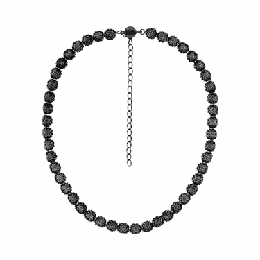 Collar Diamantes Cuadrados Negro Corto Gris